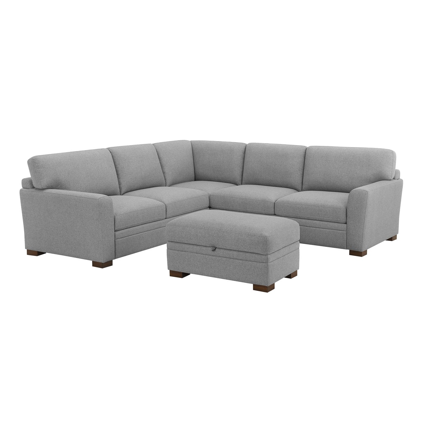 Thomasville Langdon-L sectional in light gray polyester — L-Shape with Storage Ottoman, 5 seats — photo 4 of 30