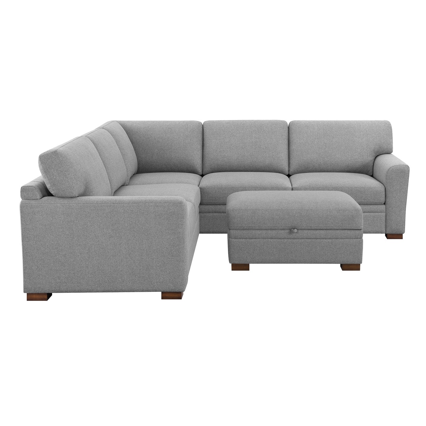 Thomasville Langdon-L sectional in light gray polyester — L-Shape with Storage Ottoman, 5 seats — photo 5 of 30