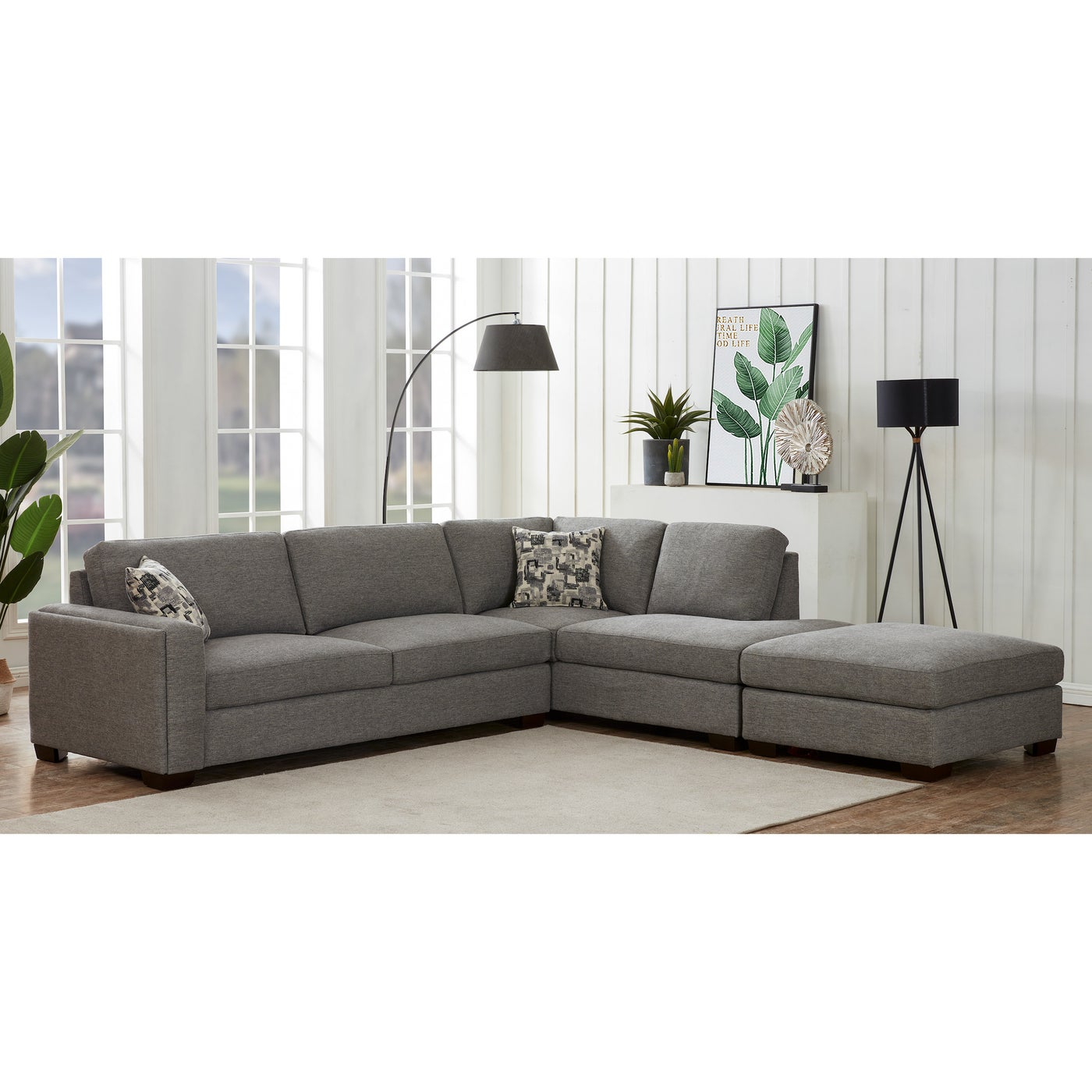 Synergy Home Maycen sectional in gray polyester — Right-Facing Chaise with Ottoman, 5 seats — photo 3 of 5