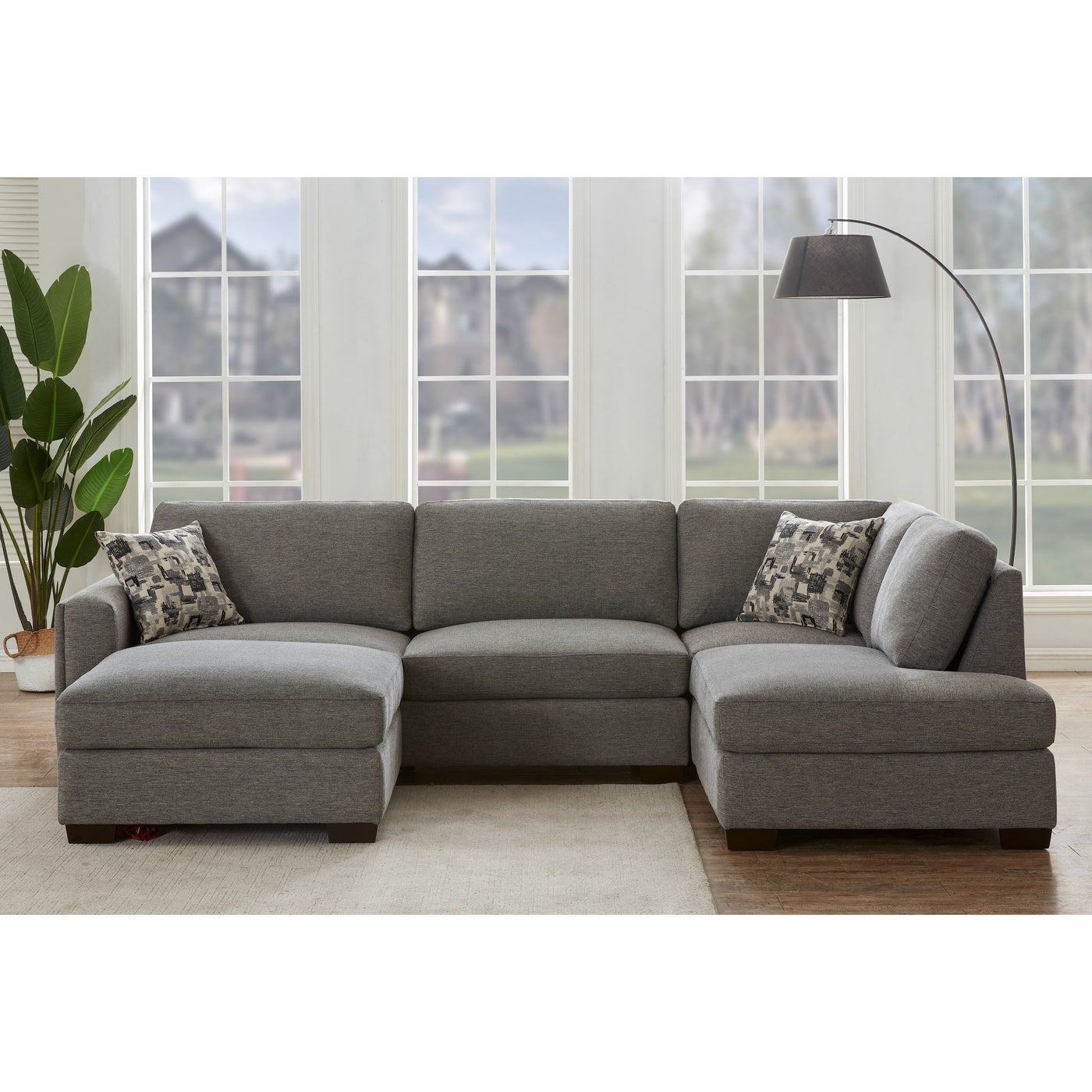Synergy Home Maycen sectional in gray polyester — Right-Facing Chaise with Ottoman, 5 seats — photo 4 of 5
