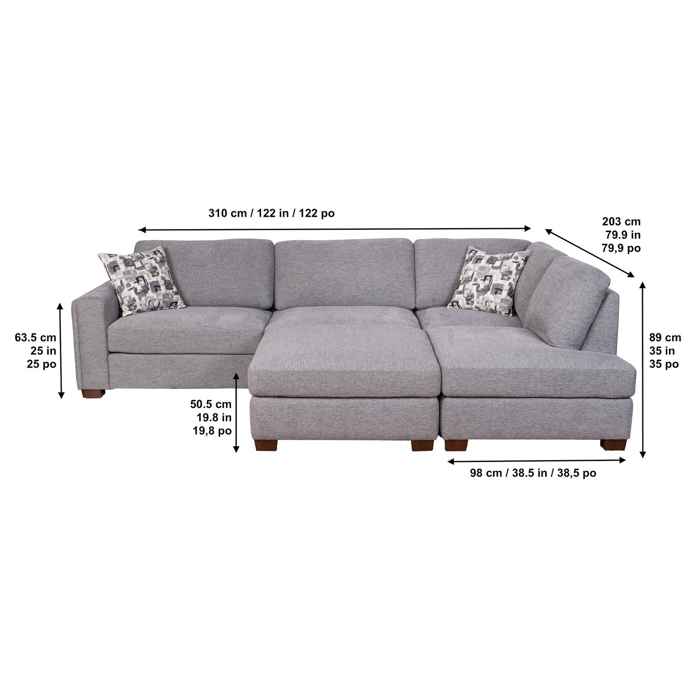 Synergy Home Maycen sectional in gray polyester — Right-Facing Chaise with Ottoman, 5 seats — photo 5 of 5