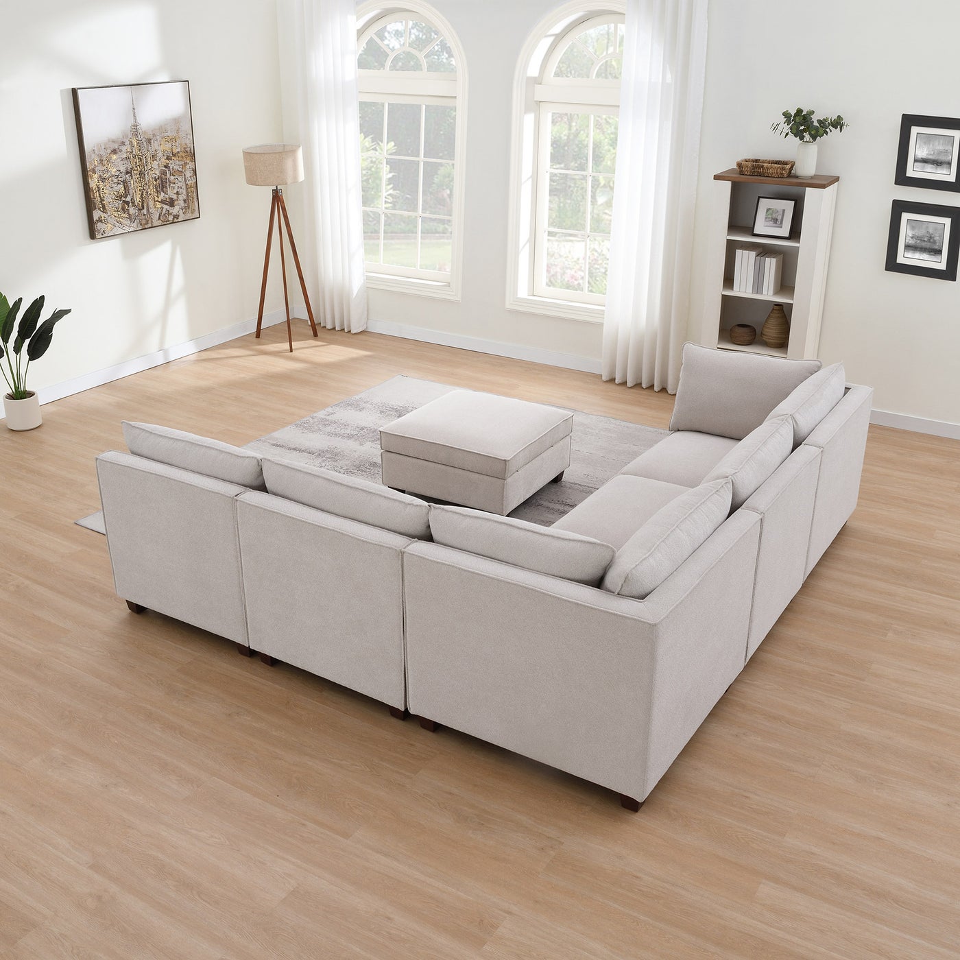 Ontai Marven 4 pc White sectional in off-white polyester — Modular 4-piece, 5 seats — photo 6 of 8