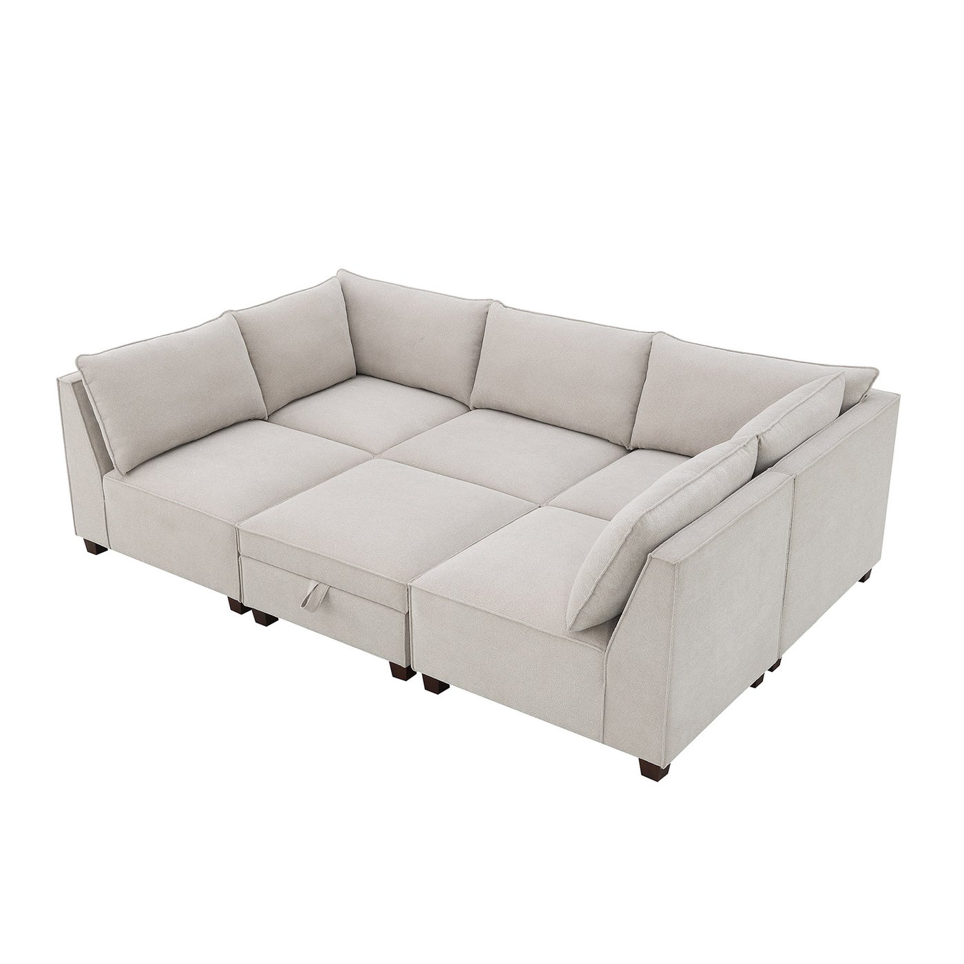 Ontai Marven 4 pc White sectional in off-white polyester — Modular 4-piece, 5 seats — photo 7 of 8
