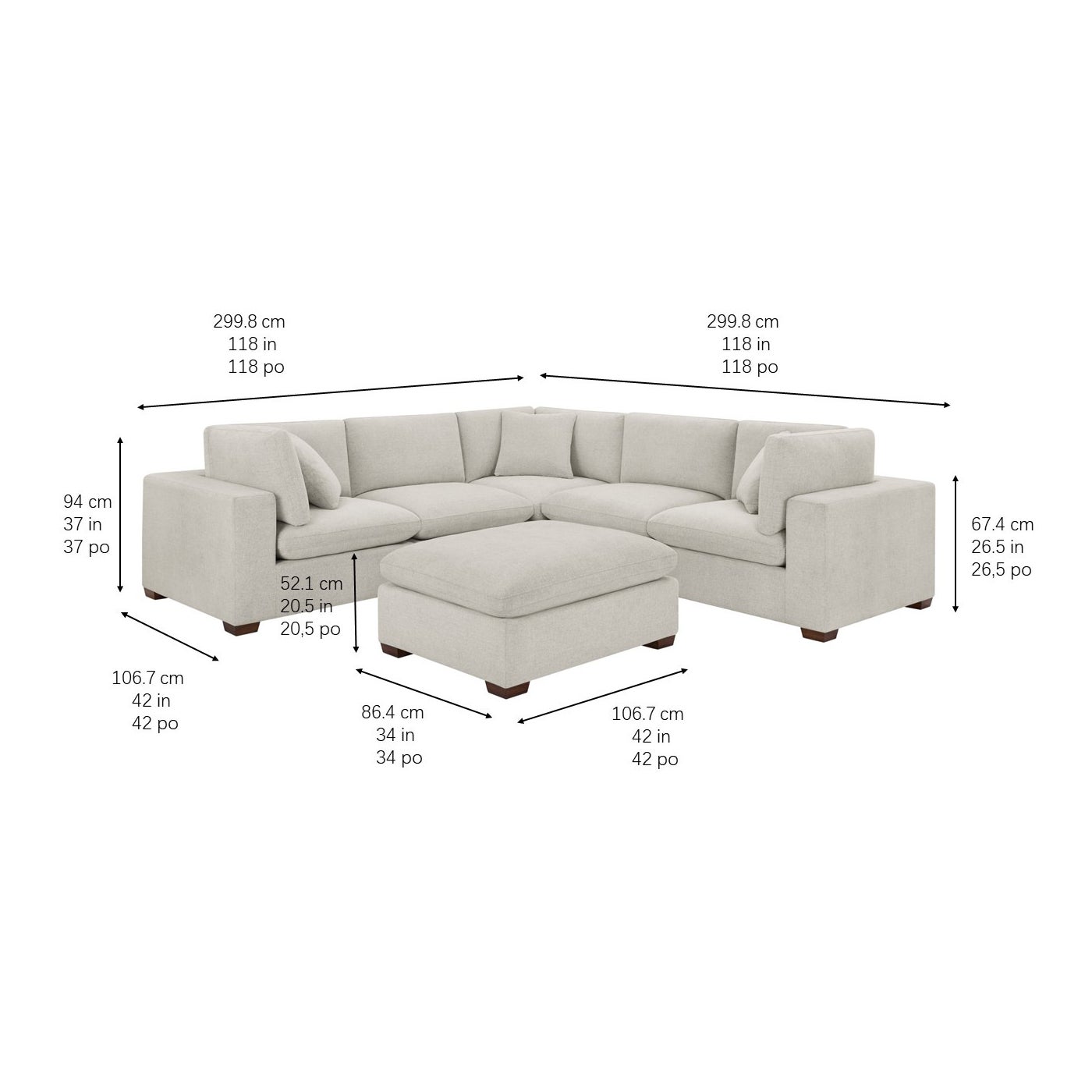 Thomasville Lowell 6-pc sectional in light gray polyester — Modular 6-piece (Costco swap), 6 seats — photo 2 of 23