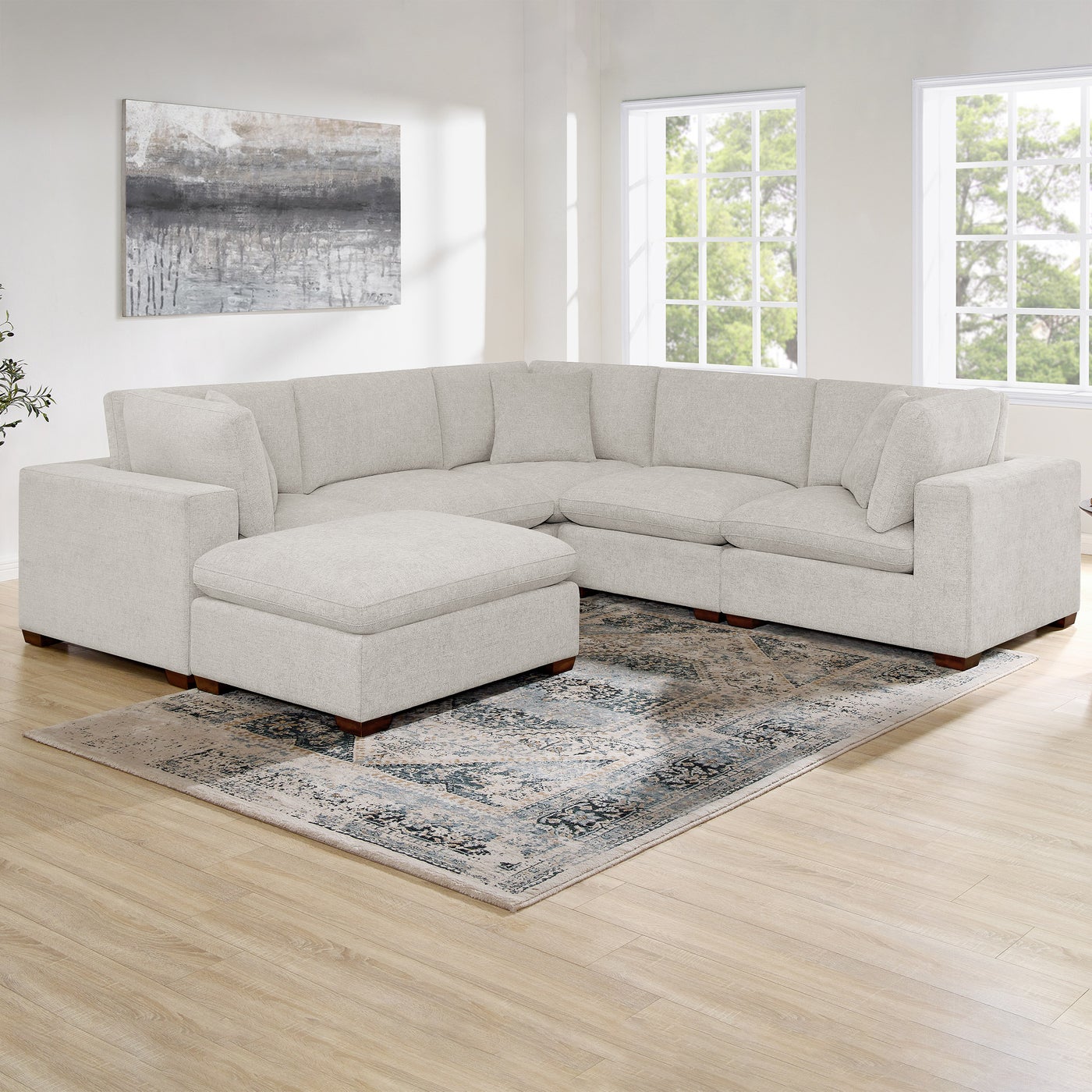 Thomasville Lowell 6-pc sectional in light gray polyester — Modular 6-piece (Costco swap), 6 seats — photo 5 of 23
