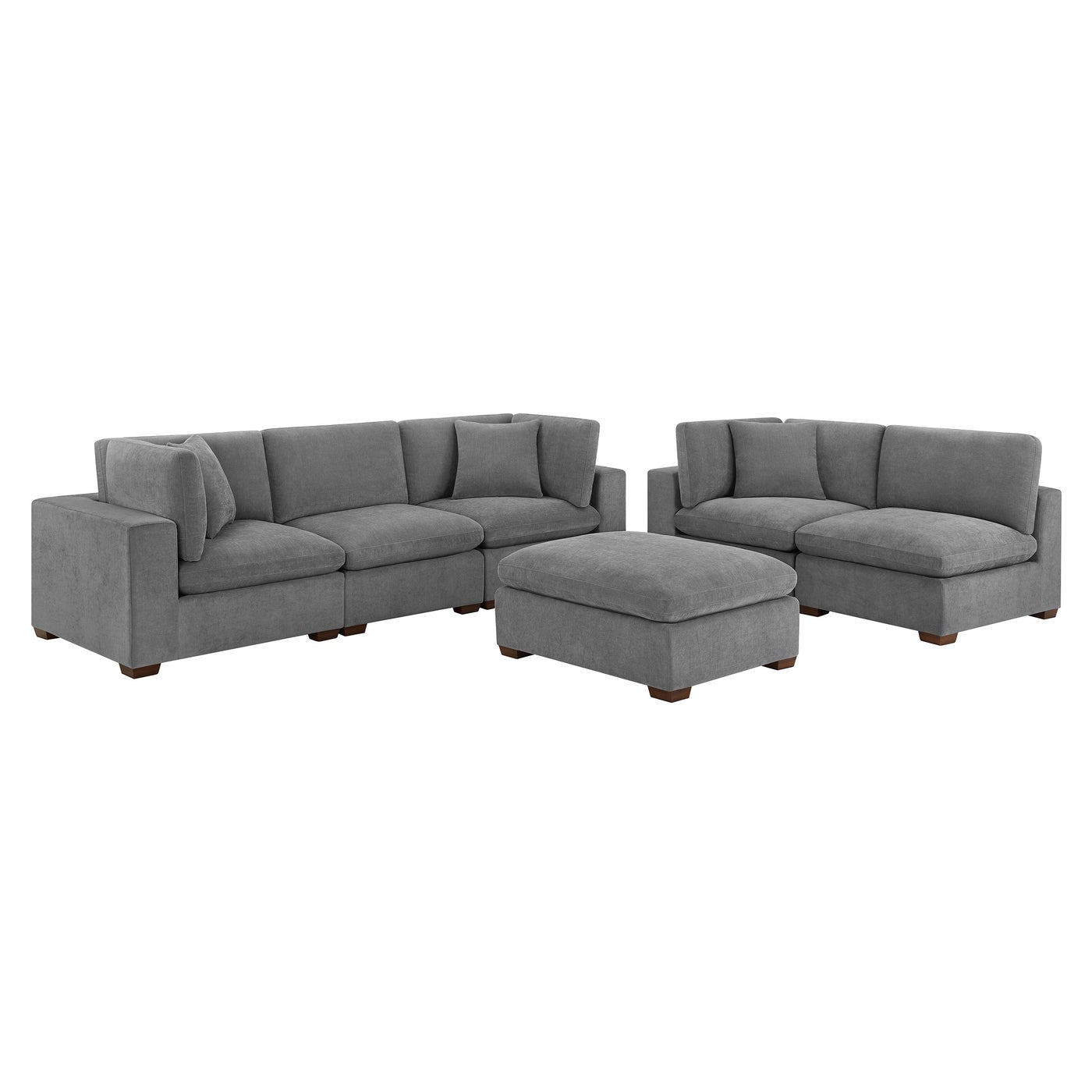 Thomasville Lowell 6-pc Drk grey sectional in dark gray polyester — Modular 6-piece, 6 seats — photo 4 of 8