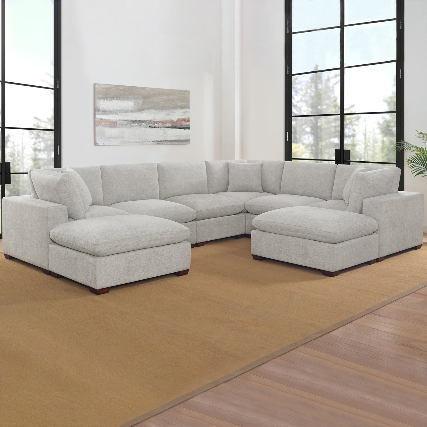 Thomasville Lowell 8-pc sectional in light gray polyester — Modular 8-piece, 8 seats — photo 2 of 7