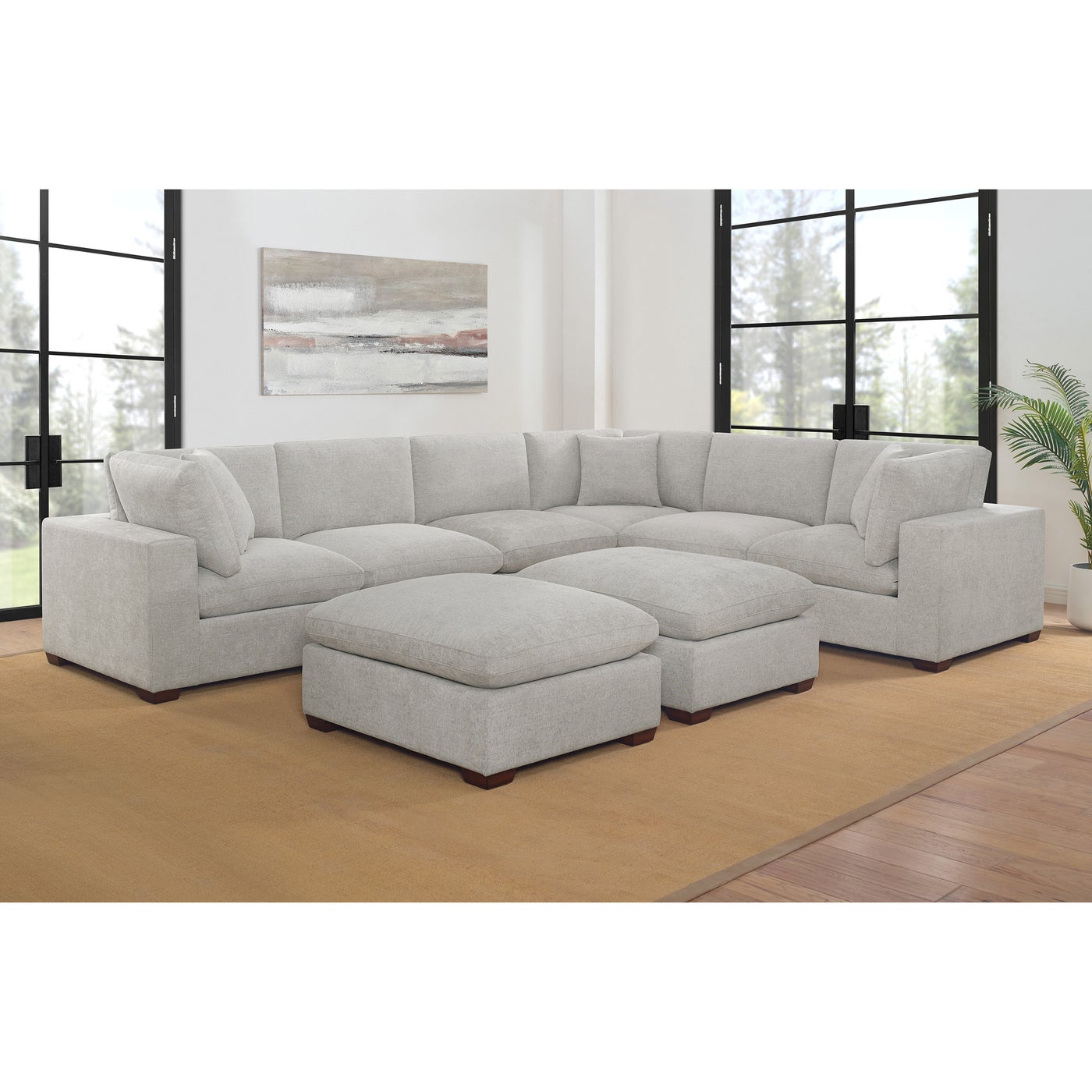 Thomasville Lowell 8-pc sectional in light gray polyester — Modular 8-piece, 8 seats — photo 3 of 7